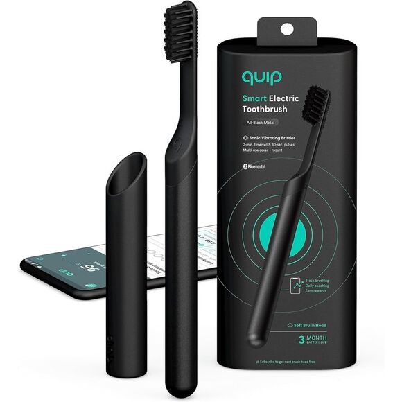quip -  Smart Rechargeable Sonic Electric Toothbrush  Black - Picture 2 of 5